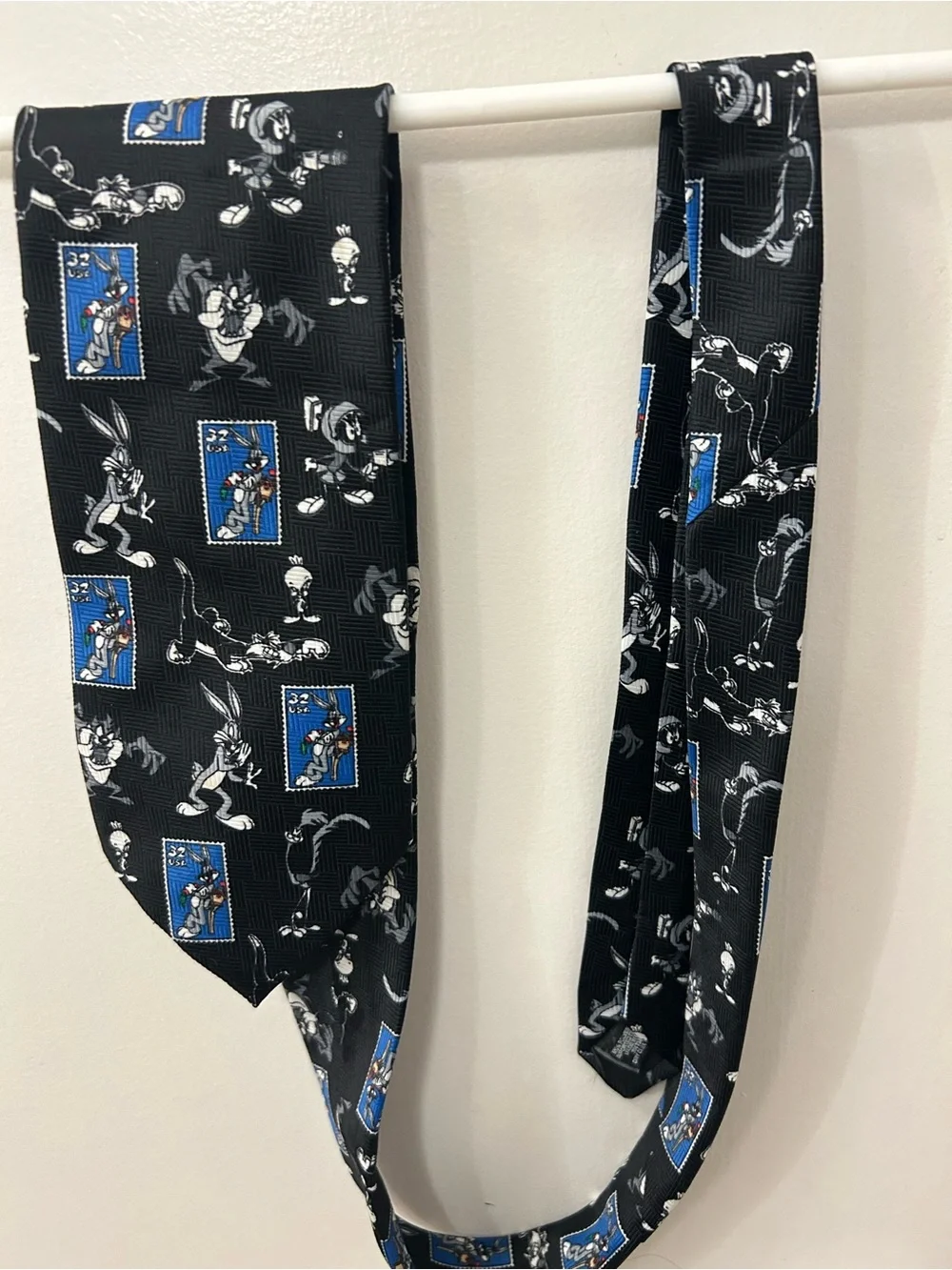 Warner Bros. Stamp Collection Black Tie with Bugs Bunny & Blue Accent Panels
